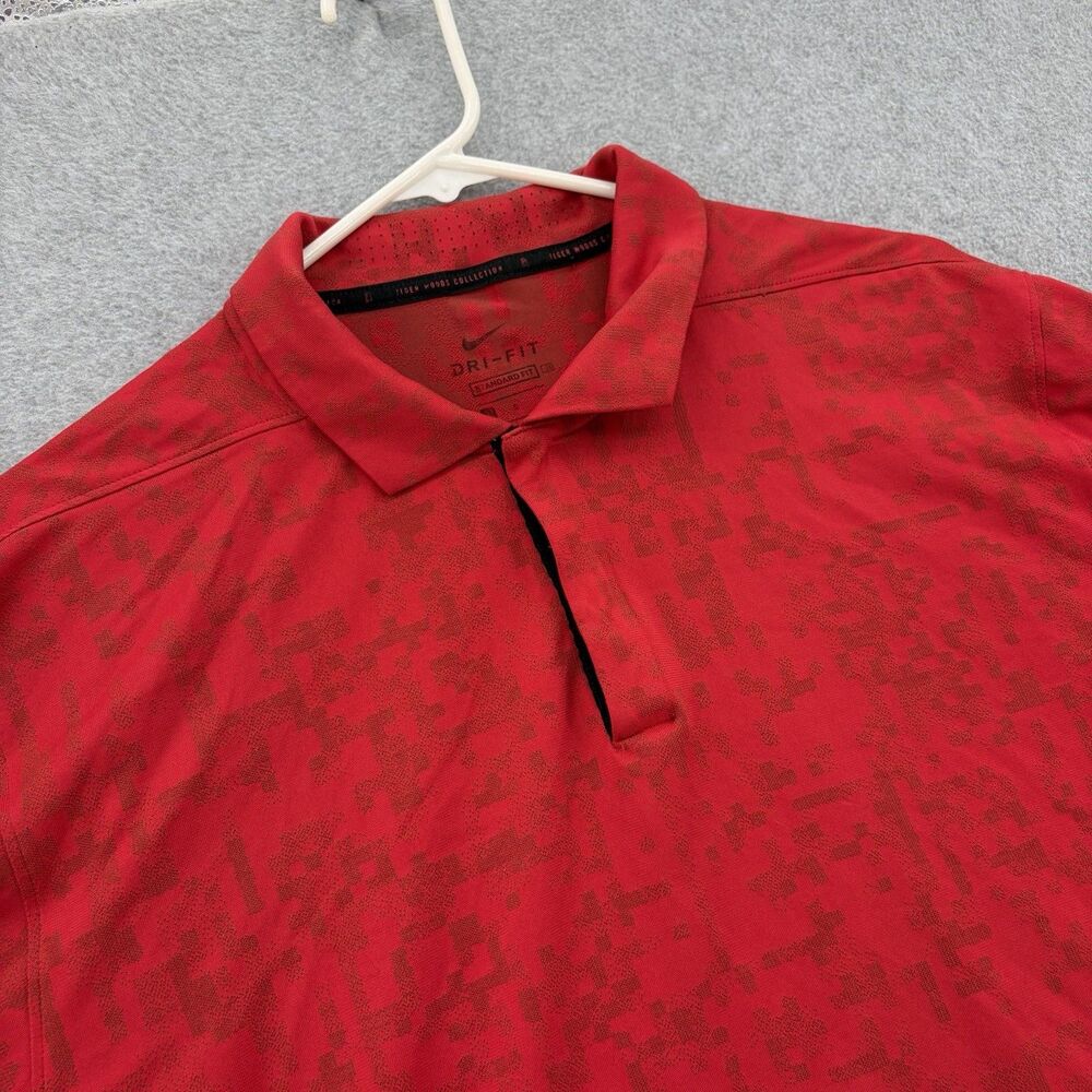 Nike Tiger Woods Collection Dri-FIT Golf Polo Mens Large Red Camo Sunday Shirt